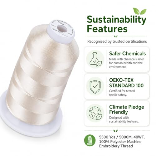 Image of Simthread Embroidery Machine Thread 5000M 40WT Polyester, Antique Lace S005 | 5000M 40WT polyester thread feeds smoothly for home or commercial embroidery projects.