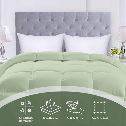 Utopia Bedding Comforters King Size, All Season Duvet Insert, Down Alternative Box Stitched Bed Comforter with Corner Tabs, Machine Washable (Sage Green)