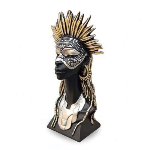 Image of Golden Resin Fairy Lady Statue Showpiece for Home Decor Living Room Bedroom Office Desk Table TV Unit Housewarming Birthday Gift for Women (African Lady -4)