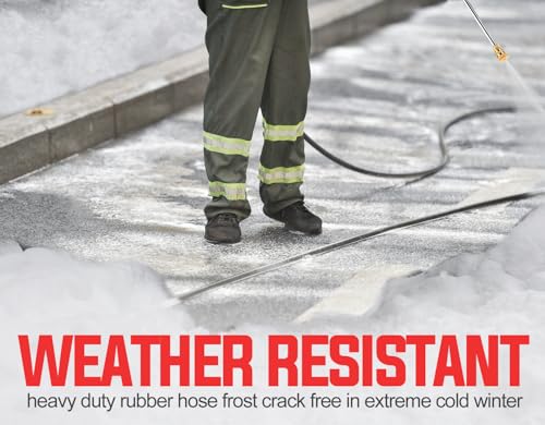 YAMATIC 3/8" Pressure Washer Hose 50FT, Heavy Duty 360° Swivel 3/8" Quick Connect, Compatible with Hot/Cold Water, Wear Resistant Rubber Replacement Hose for Gas Power Washer