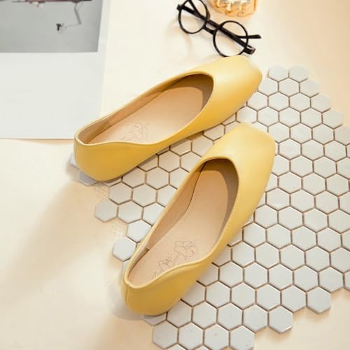 Women Flat Ballet Shoes Low Heel Shoes Square Toe Slip On Casual Driving Shoes, Size 2-15.54