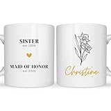 Personalized Maid of Honor Coffee Mug 11oz White - Sister - Gift for Maid of Honor Proposal Bridesmaid Friends Sister Custom Name From Bride