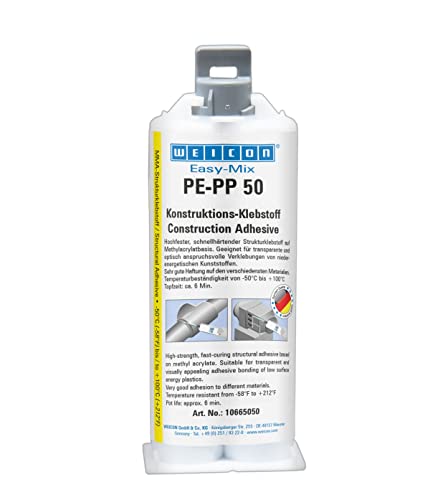 WEICON Easy-Mix PE-PP 50 | 2-K Plastikkleber| für Kunststoffe | transparent | 50 ml