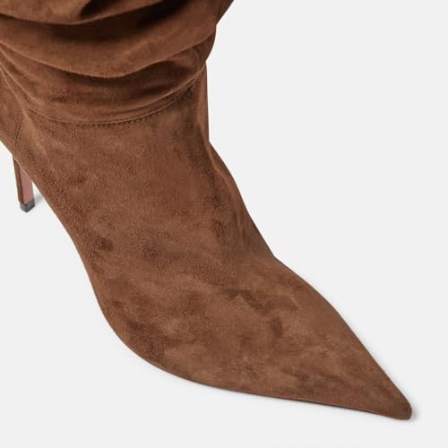Microfiber Over The Knee Pointed Toe Stiletto Heelboot For Women,women's Thigh High Suede Tall Boots Sexy Long Boots Outfits Long Boots Fashion Retro Dress Boots Suitable For All Seasons 7