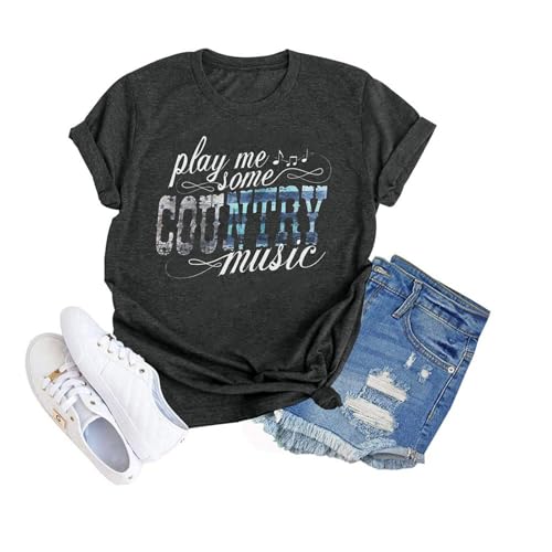 Women's Country Music Tshirt Vintage Concert Graphics Shirts Rock Band Tees Round Neck Short Sleeved Tops