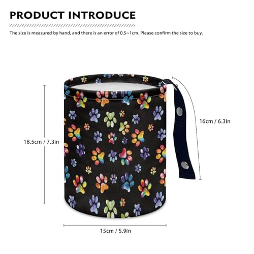 Image of Colorful Dog Paws Car Trash Can Easy Installation Collapsible Back Seat, Front Console, Floor, or Hanging Headrest Waste Basket for Car SUV Trucks