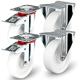 Photo Gallery set di ruote per il trasporto, 75 mm, ruote girevoli con freno, girevoli a 360°, di colore bianco, portata 50 kg, per rotolo, ruote industriali di priostahl per banco da lavoro Photo Gallery set di ruote per il trasporto, 75 mm, ruote girevoli con freno, girevoli a 360°, di colore bianco, portata 50 kg, per rotolo, ruote industriali di priostahl per banco da lavoro
