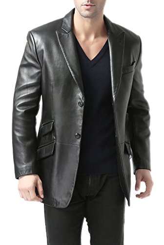 BGSD Men Hugh 2-Button Lambskin Leather Blazer Sport Coat Jacket (Also available in Big and Tall and Short)