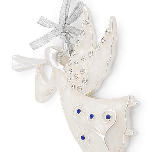 Roman September Birthstone White Trumpet Angel 3 X 2 Zinc Alloy Decorative Hanging Tree Christmas Ornament #TOP4
