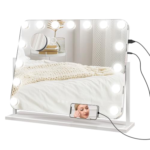 Image of HOMCOM Hollywood Vanity Mirror with Lights Lighted Makeup Mirror 63x50 cm