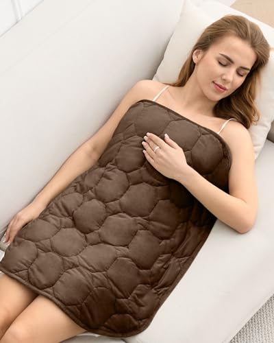Image of Weighted Lap Blanket 7lbs, Cozy Luxury Crystal Velvet Weighted Blanket for Adults, Small Weighted Blanket for Relaxation, Sleeping, Travel, Brown, 29 inch x 24 inch