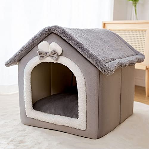 Jompog 猫ハウス 犬用ペットベッド 冬用 保温防寒 洗える ふわふわ 子猫 子犬対応 暖かい ペット用品 家型デザイン (L, A-08) (S,A-08)