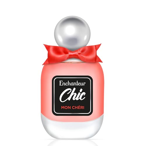Enchanteur Chic Mon Cheri Eau de Toilette 50ml - Fragancia floral dulce afrutada con toques de manzana, malvavisco, rosa y peonía, perfume de mujer para uso diario o regalo