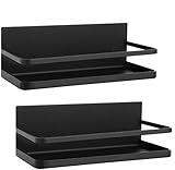 Magnetic Spice Rack Organizer Single Tier Refrigerator Spice Storage Shelf, Easy to Install The Side of The Refrigerator Can Hold spices, Jar of Olive Oil (Black, 2 PACK)