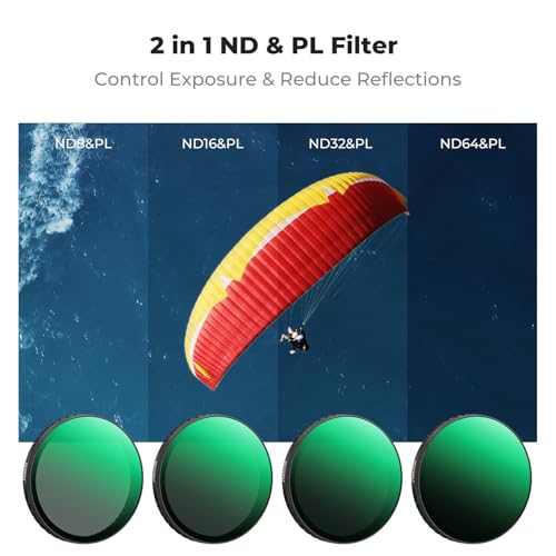 Image of K&F CONCEPT CPL ND Filter Kit Compatible with DJI Osmo Action 6, 4 Pack (ND8&PL ND16&PL ND32&PL ND64&PL) Hybrid Neutral Density Polarizing Action Camera Accessories, Multicoated HD Optical Glass