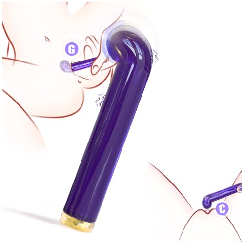 Bullet Vibrator Wand Finger-Curved Glass Hot & Cold Play Women Adult Sex Toys Mini Strong Clit G Spot Nipple Vibrator Vibrating Bullet 10 Vibrations Female Couples Clitoral Stimulator Small Dildo