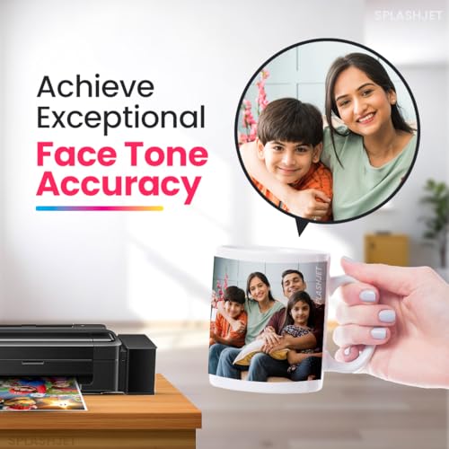 Splashjet Sublimation Ink for Epson - Heat Transfer Printing on Mugs, Mobile Cases, Polyester T-Shirts etc for use with Epson Printers - L130, L220, L360, L380, L1300 - (70gm x 4 Colour) - 501906