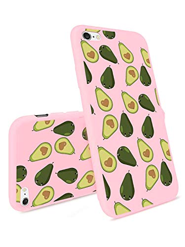 Avocado Phone Case for iPhone 6 Plus/6s Plus, MAYCARI Soft Full Protective Slim Pink Rubber Drop Protection for Girls Women