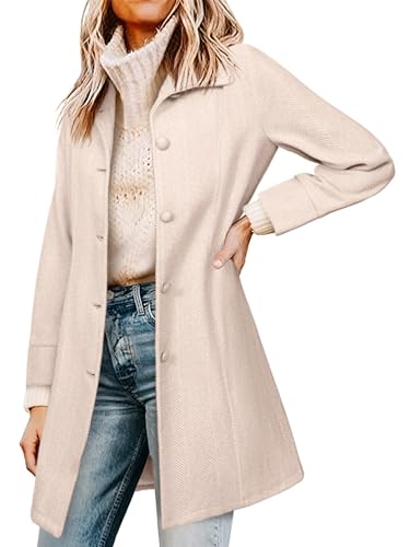 Image of Simplee Womens Coat Fall Winter Long Jackets Single Breasted Lapel Collar Trench Coat (Apricot S)