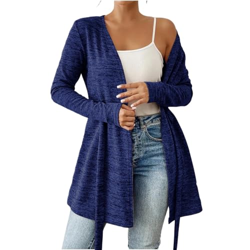 Women's Lightweight Cardigan with Belt Long Sleeve Open Front Cardigan for Women