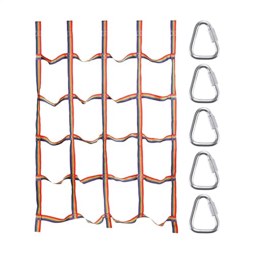 Rainbow Climbing Cargo Net - Kids Outdoor Jungle Gym Rope, High-Strength Obstacle Ladder | Heavy-Duty Net for Adventure, Fitness & Courses, Supports Up to 551lbs for Climbing