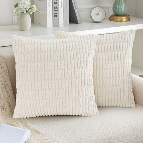 La mejor comparación de Cojin blanco . 48 BSMKD 2PCS Fundas de Almohada, 45x45cm Cremallera Invisible Fundas de Cojín, Pana Fundas de Almohada para Sofá, Dormitorio, Coche, Sala de Estar de Decorar (Bquecinolan)