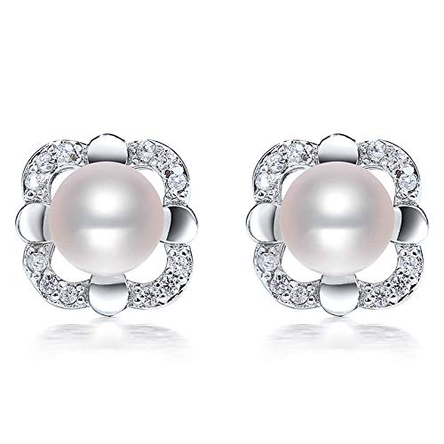Boucles d'oreilles perles en argent Sterling 925 véritable de qualité