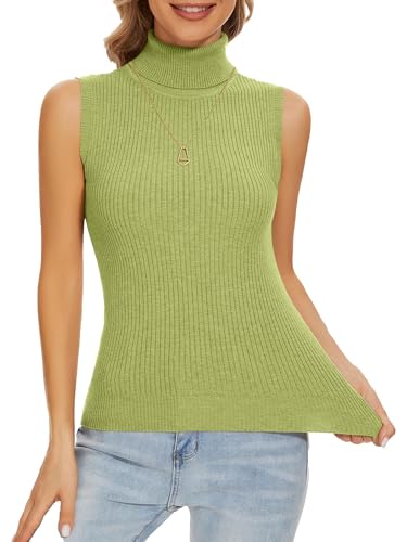 Image of Sleeveless Turtlenecks Tops for Women Slim Fit Knit Sleeveless Vest
