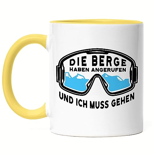 HeyPrint-Skibrille-Tasse-Gelb-Ski-Sport-Wintersport-Winter-Skipiste-Skiausruestung-Berge-Bewegung-Skilift-Skifahrer-Piste