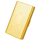 Portasigarette portatile classico vintage in metallo da donna e uomo, portafoglio per carte di credito RFID. (figure perle oro, 12 pezzi, 100 mm)