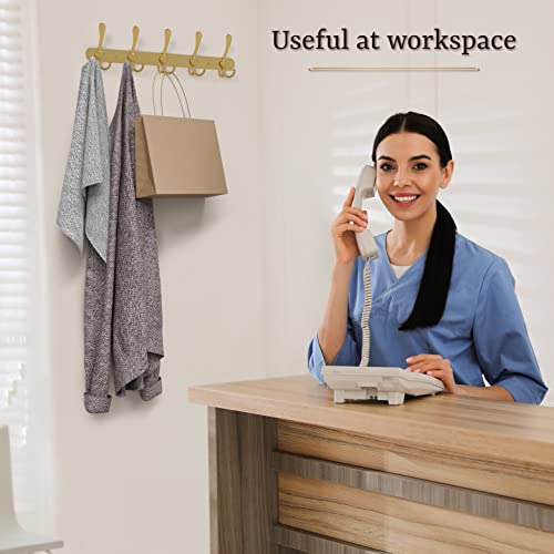 Sayoneyes Coat Rack Wall Mount With 5 Tri Coat Hooks For Hanging – 16 Inch Heavy Duty Sus304 Stainless Steel Brass Finish Waterproof – Wall Hook Rack For Bathroom Kitchen Entryway (Gold) #TOP6