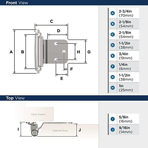 Amerock | Cabinet Hinge | Variable Overlay Hinge With Reverse Bevel | Polished Chrome | 2 Pack | Self-Closing Hinge | Face Mount Hinge | Cabinet Door Hinge #TOP4