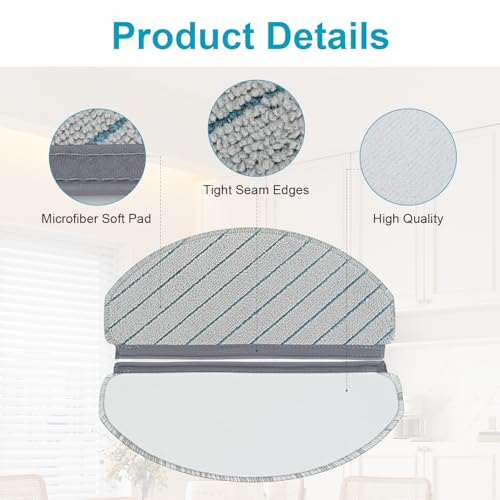 Image of Mop Pads Replacement for Yeedi C12 PRO PLUS /C12 PLUS /C12 Robot Vacuum Cleaner, Include Washable and Reusable Soft Microfiber Mop Pads Accessories Part(6 Pack)