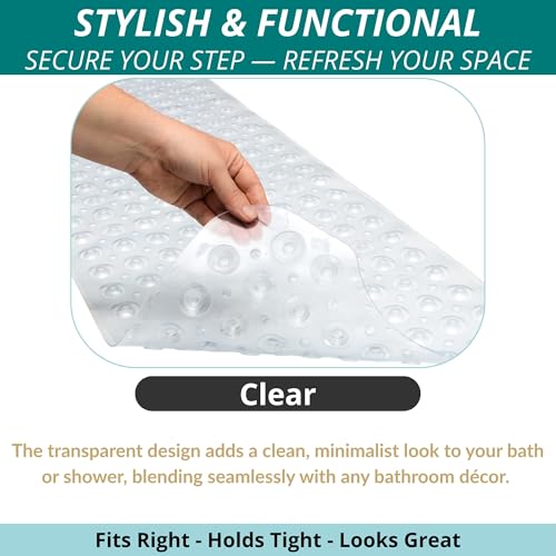 Image of ENKOSI Bath Mat - Large Non Slip Bathtub & Shower Mat - Extra Long 40 X 16 Inch Bathroom Mats for Tub Nonslip Anti Slip Bathmats (40X16 Clear 1-Pack)