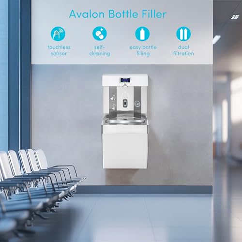 Image of Avalon Wall Mounted Water Fountain with Bottle Filling Station, High Capacity Cooling, Sensor Dispensing, Self Cleaning, Digital Bottle Counter Display, Dual Filtration, ADA Compliant