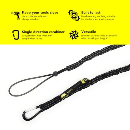 Cordón para herramientas anticaídas marca BearTOOLS con mosquetón integrado 3