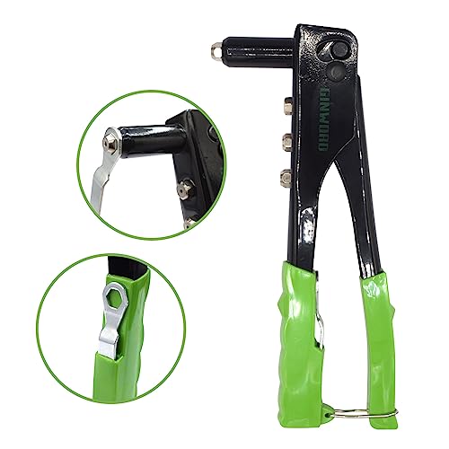 GINWORD Rivet Gun, Pop Rivet Gun,Rivet Gun Kit, 200Pcs Rivets and 4 Drill Bits, Heavy Duty Hand Riveter Tool Set (Rivet Gun)