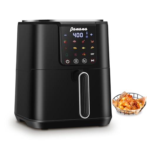 Image of Panana Air Fryer, 6.3QT Large Capacity Air Fryer, Oilless Healty Cooker Airfryer Oven with 12 Presets, 1500W Air Fryers for Quick Meal, Home Use (Black)