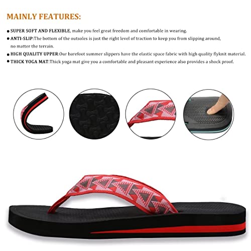 Megnya Comfortable Flip Flops For Women, Stable Thong Sandals With Yoga Mat Foam, Athletic Flip Flops For Outdoor Activities Pink Size 7 #TOP4