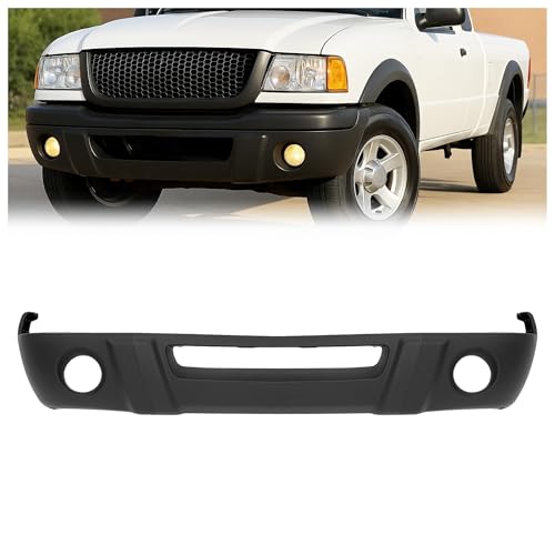 KUAFU Front Bumper Valance Compatible with 2001-2003 Ford Ranger Replacement for 1L5Z17626CAD FO1095189 W/Fog Light Holes Plastic Primer Matte Black Front Valance Panel