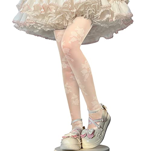 Image of Benefeet Sox Womens Sheer Tights Sexy High Waist Pantyhose Patterned Transparent Nylon Silk Thin Stockings