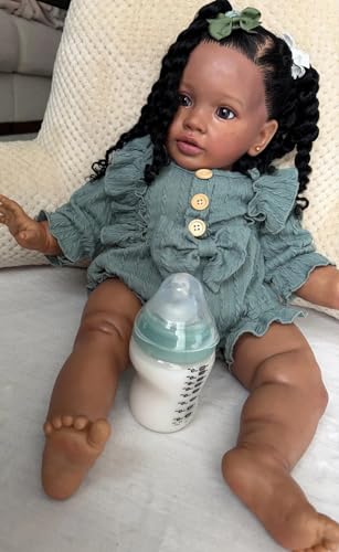 Muñeca Reborn Niña Negra Pippa 68 cm Realista miniatura 3