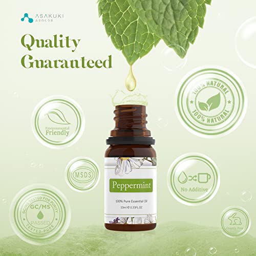 Asakuki Essential Oils Set, Top 6 Natural Aroma Oils For Diffusers, Humidifiers, Massage, Clean- Tea Tree, Lavender, Peppermint, Eucalyptus, Lemongrass, Sweet Orange 10Ml Oils #TOP5