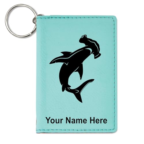 ID Holder Wallet, Hammerhead Shark, Personalized Engraving Included (Teal)