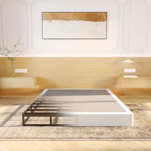 LUMUNANCE Box Spring Queen Size Bed Base 7-Inch Height Metal Queen Mattress Foundation with Fabric Cover Easy Assembly