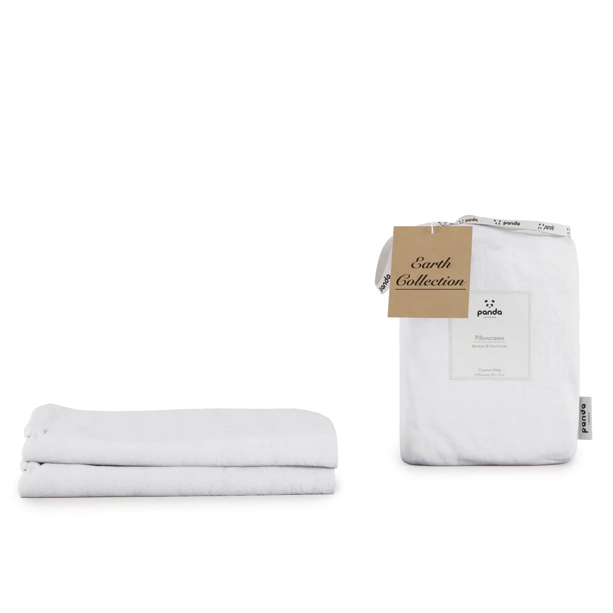 Panda Bamboo & French Linen 2 Pillowcases, Coconut White, 75 x 50 cm — image 1