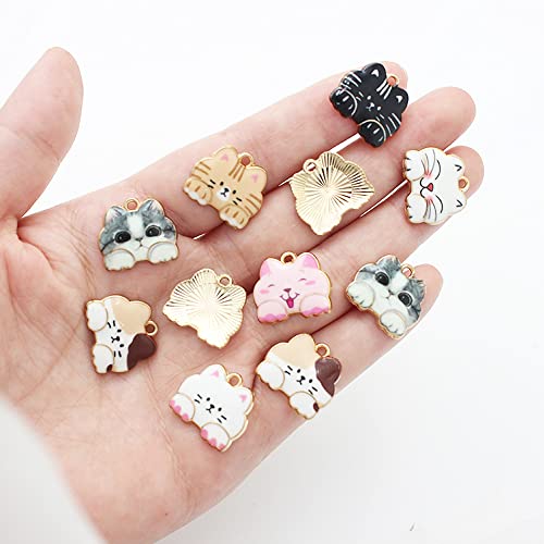 Yymsen 21Pcs Love Cat Charm Enamel Pendant Gold Plated Enamel Cat Charm Pendant Diy Jewelry Making Necklace Bracelet Earrings Diy Jewelry Accessories Charm（Light Bulb Tea Cup Cat） #TOP2