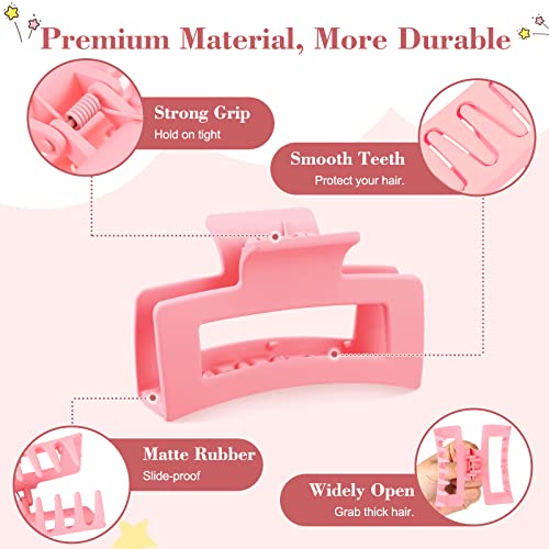 8Pcs Hair Clips Set, Non-Slip Hair Claw Clips 3.5 In. Acrylic Banana Rectangle Claw Clips Matte Hair Clips Hair Clamps Hair Styling Accessories For Women Girls Thin To Thick Hair, Colorful Series #TOP2