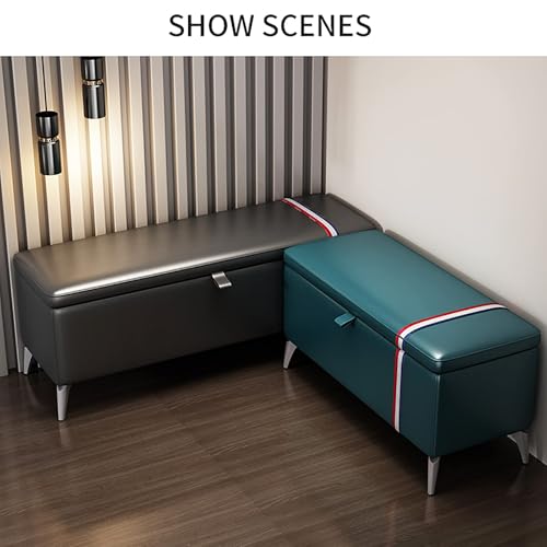 Coffre en bois massif et cuir gris pour une assise premium - 5