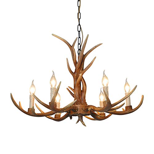 Monipa Retro Antler Chandelier Deer Horn Pendant Hanging Light Fixture Ceiling Lamp For Countryside Christmas Eve Bar Cafe Party Villas Restaurant Kitchen Diningroom Living Room #TOP1